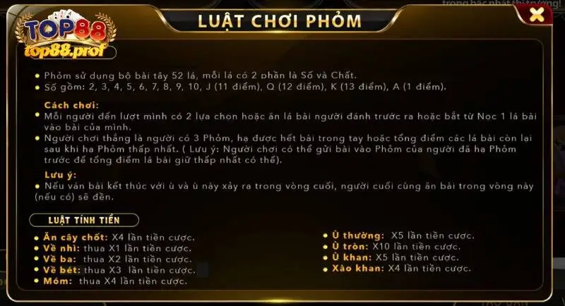 Game bài phỏm có luật cược đơn giản, dễ thắng