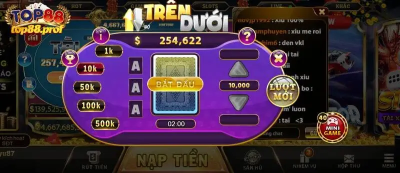 Tốc độ diễn ra mỗi vòng chơi minigame TOP88 cực nhanh